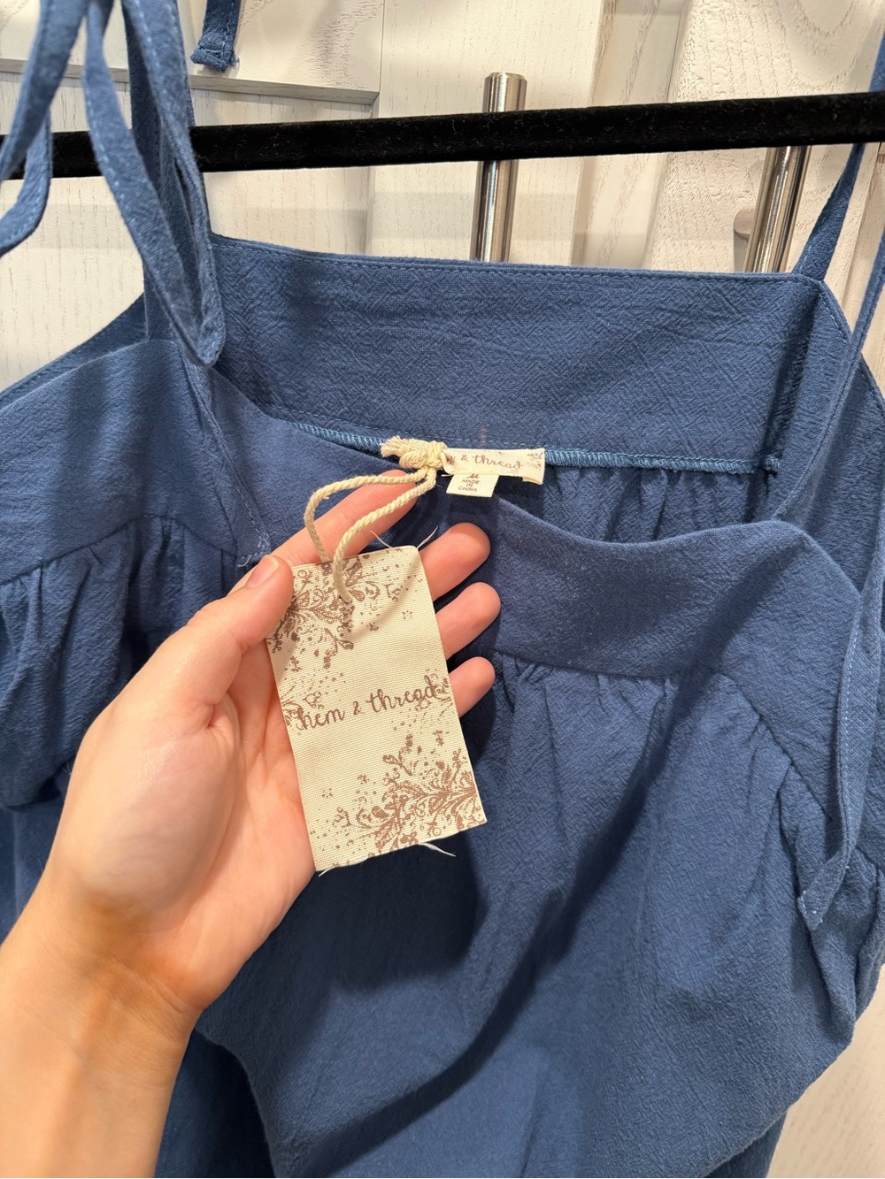 Blue Tie-Strap Textured Sundress by Hem & Threads - Picture 3 of 4